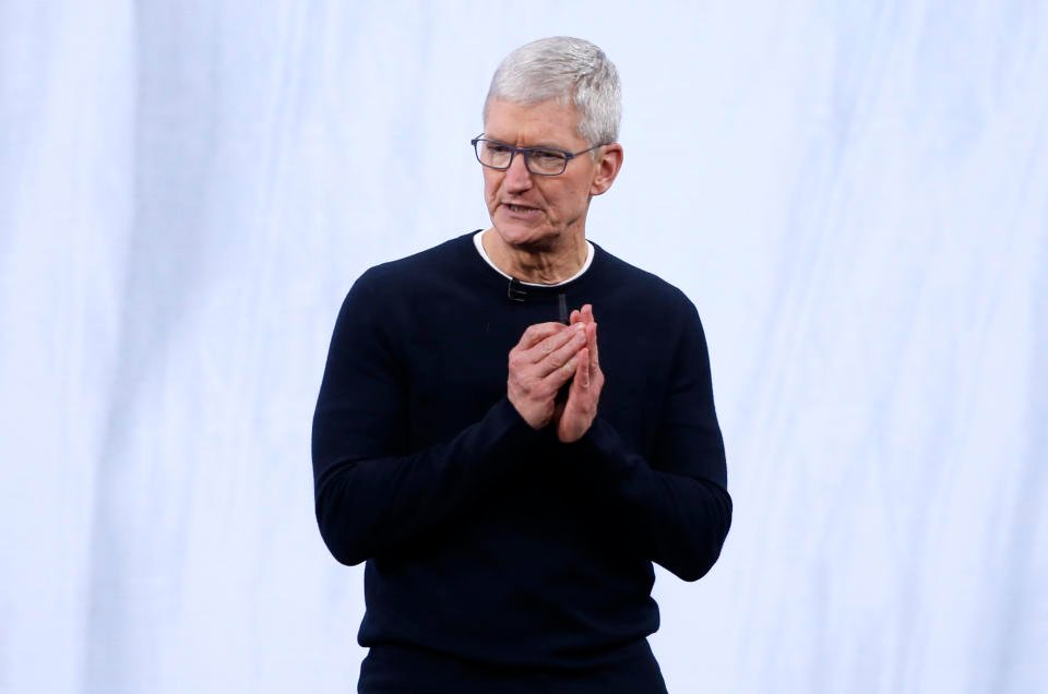 Le PDG Tim Cook prend la parole lors d'un événement Apple à son siège social à Cupertino, Californie, États-Unis, le 10 septembre 2019. REUTERS/Stephen Lam