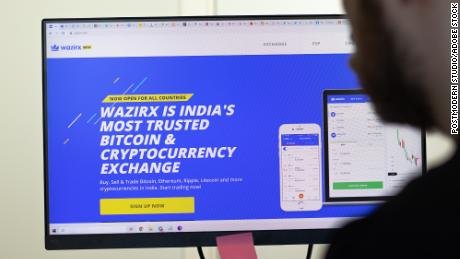 Le site Web de WazirX est présenté à New York, aux États-Unis, en avril 2021.