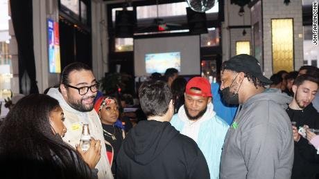 People attend the Axie Infinity meet-up in Los Angeles, California.