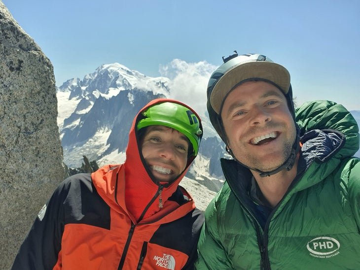 Is Watching Alex Honnold Solo in VR as Uncomfortable as it Sounds? 2 Alex Honnold and Jonathan Griffith on the top of the Drus after finishing filming