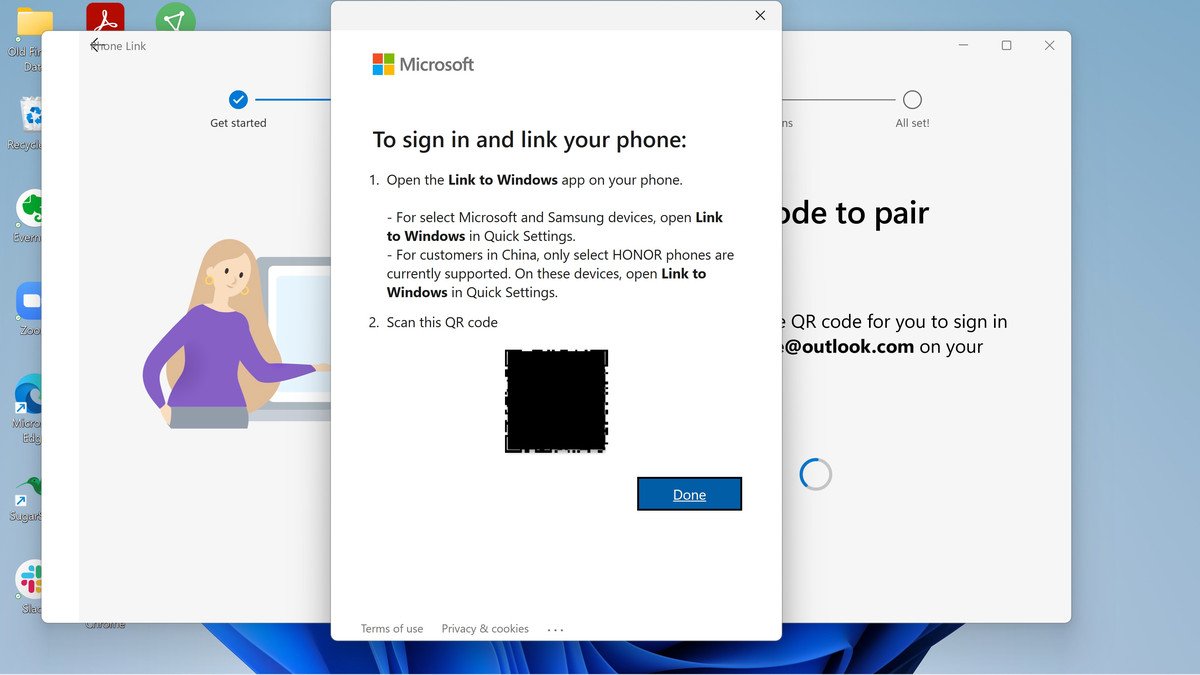 Vous utiliserez un code QR pour lier votre ordinateur et votre téléphone. 