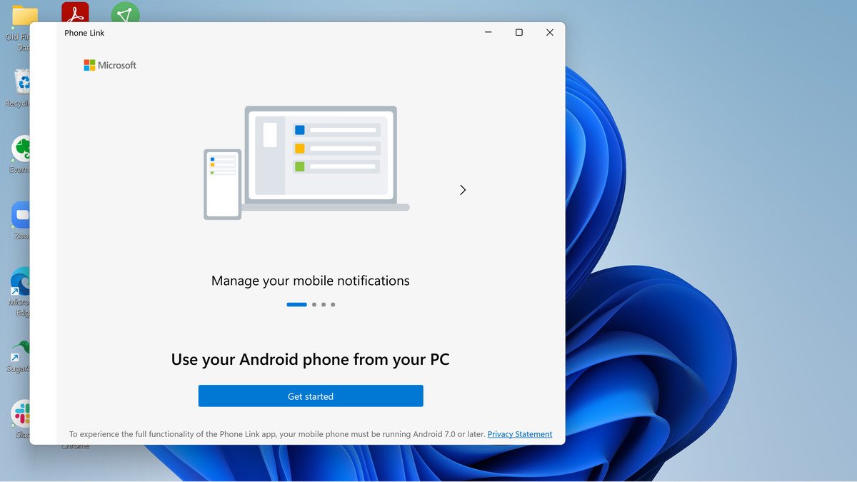 Vous obtiendrez une liste de contrôle des choses que vous pouvez faire avec Phone Link.
