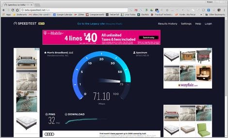 Test de vitesse Ookla