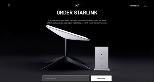 Capture d'écran de la page d'accueil de Starlink. Capture d'écran de la page d'accueil de Starlink.