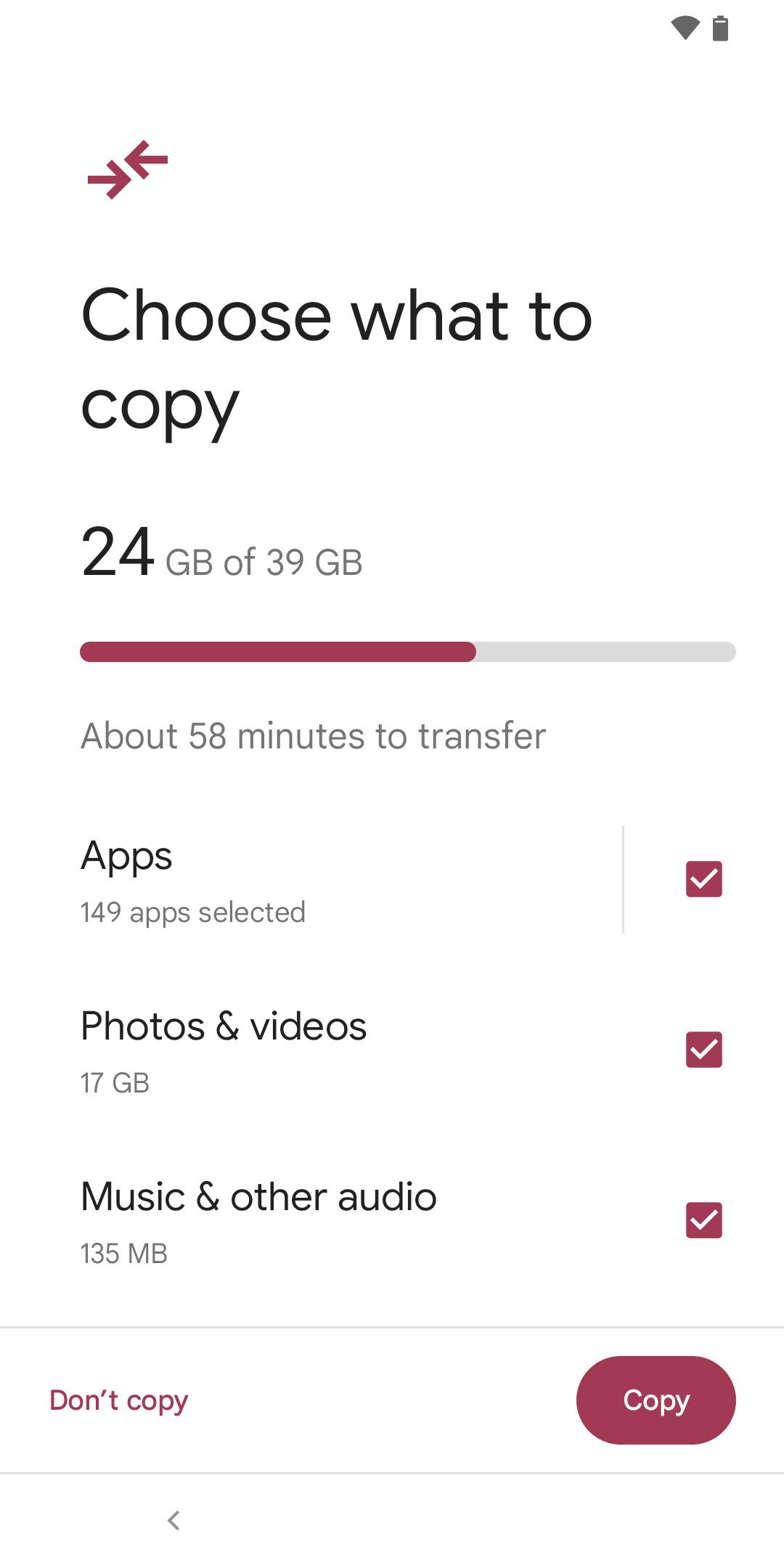 Page : Choisissez ce que vous souhaitez copier