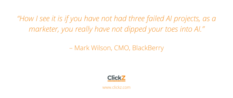Ce que je vois, c'est que si vous n'avez pas eu trois projets d'IA qui ont échoué, en tant que spécialiste du marketing, vous n'avez vraiment pas plongé vos orteils dans l'IA