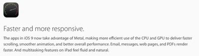 revendications de performance ios 9