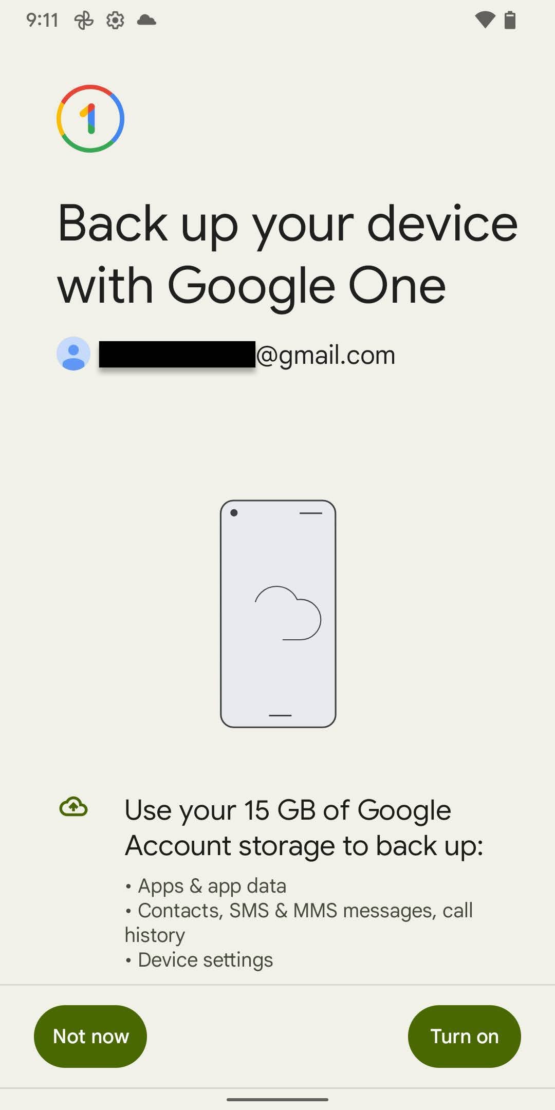 Page : Sauvegarder votre appareil avec Google One