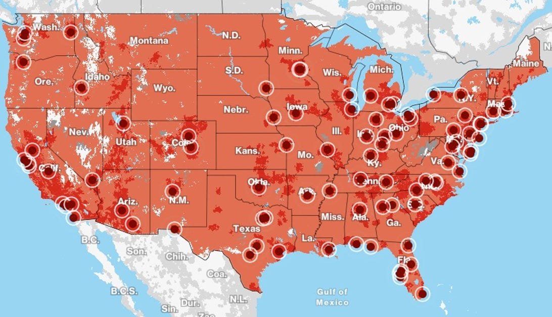 Verizon 5G Home Internet vs. T-Mobile Home Internet: Which Is Best for Your Home Connection? 1 Image of Verizon 5G Home Internet coverage map