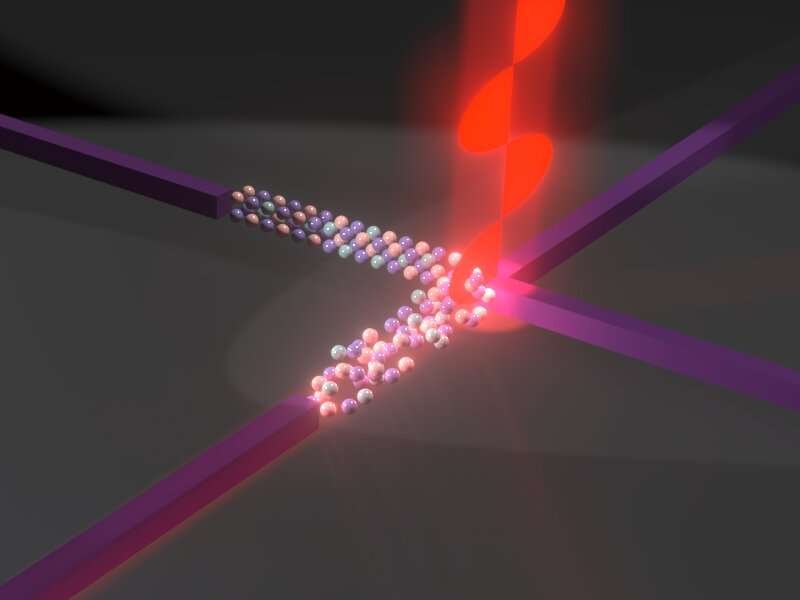 Le nanofil à diélectrique actif hybride (HAD) est commuté sélectivement en polarisation et un calcul photonique parallèle est réalisé. Crédit : June Sang Lee, Département des matériaux, Université d'Oxford Des chercheurs développent le premier processeur de calcul photonique ultra-rapide au monde utilisant la polarisation