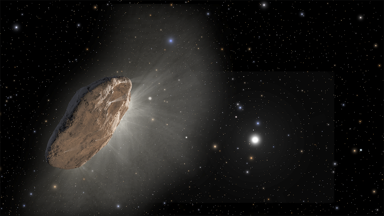 An artist's depiction of the interstellar object 'Oumuamua.