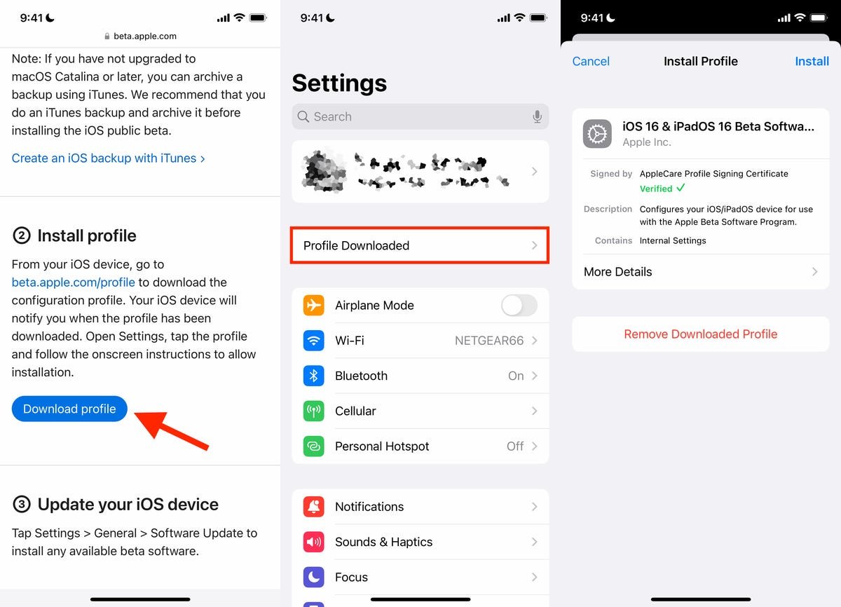Téléchargement et installation du profil de configuration sur iPhone