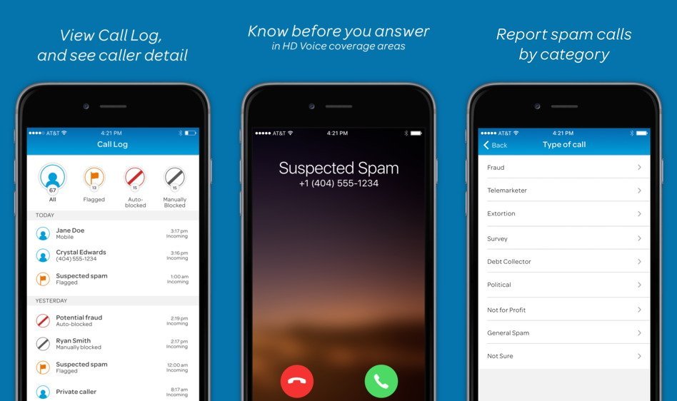 L'application Call Protect d'AT&T.