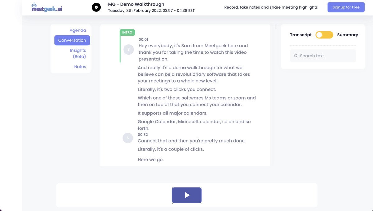 Transcription MeetGeek