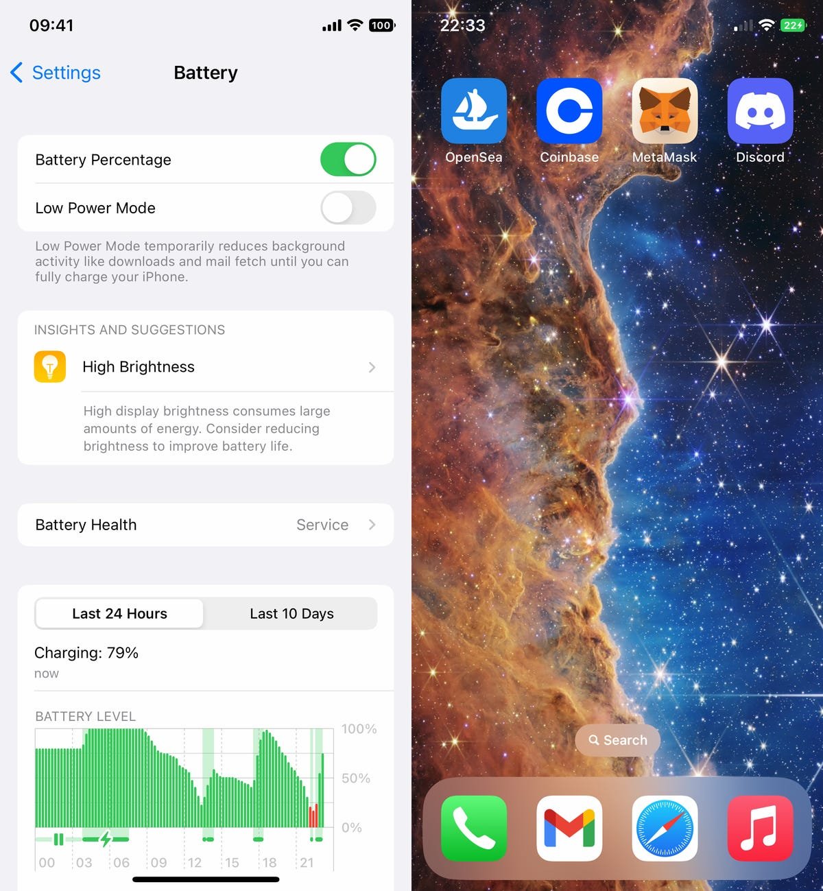 Fonctionnalité de pourcentage de batterie sur iOS 16