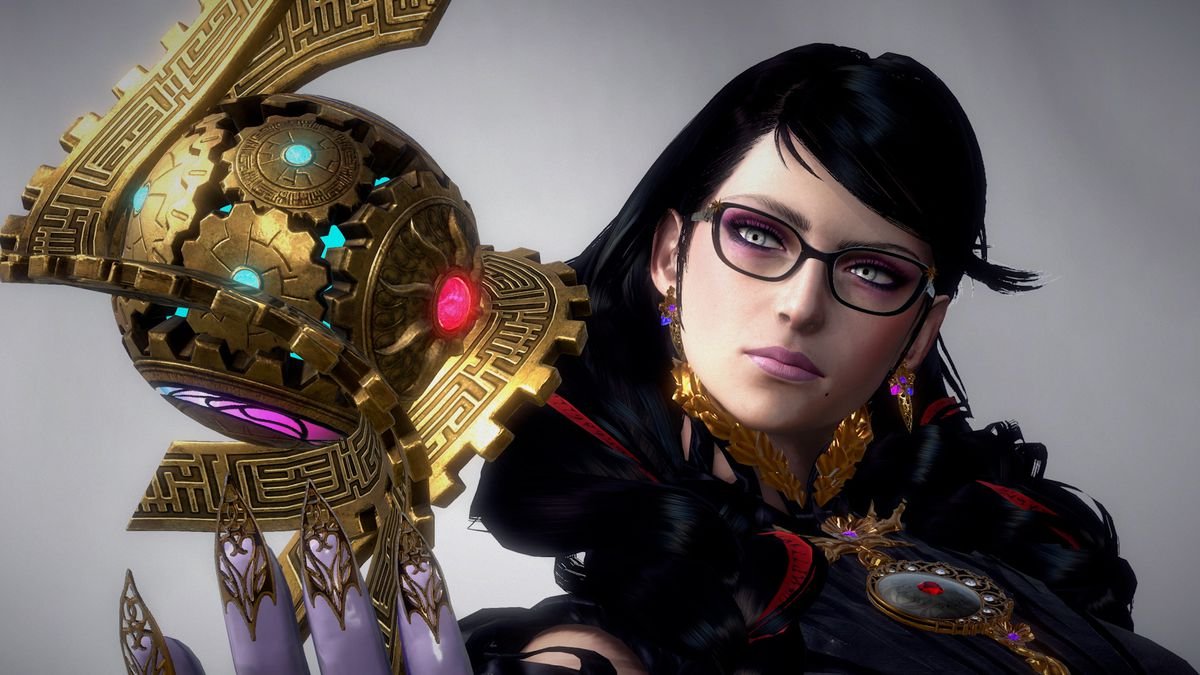 Bayonetta contemplates an orb in a screenshot from Bayonetta 3