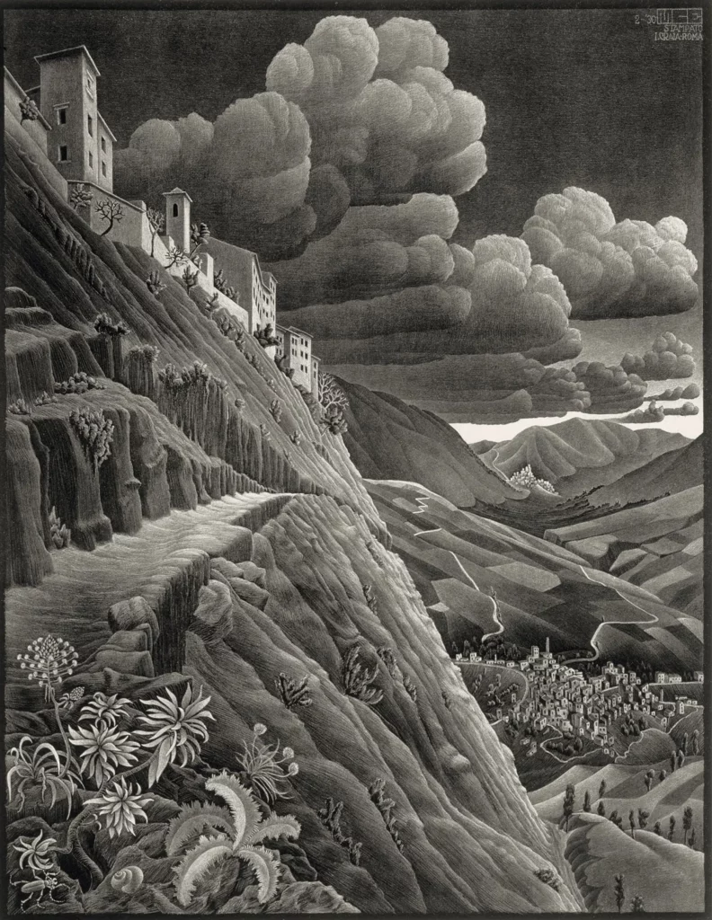 MC Escher, Castrovalva (1930), The MC Escher Company, Pays-Bas; avec l'aimable autorisation de Michael S. Sachs.
