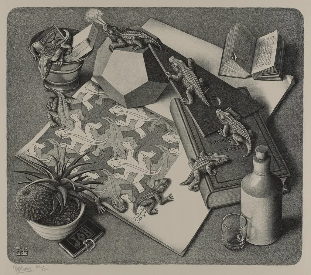 MC Escher, Reptiles (1943), The MC Escher Company, Pays-Bas ; avec l'aimable autorisation de Michael S. Sachs.