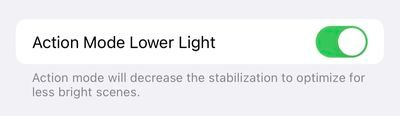 Paramètres de l'iPhone 14 Pro Mode d'action Lumière inférieure