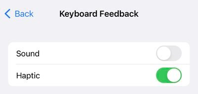 Clavier haptique des paramètres de l'iPhone 14 Pro