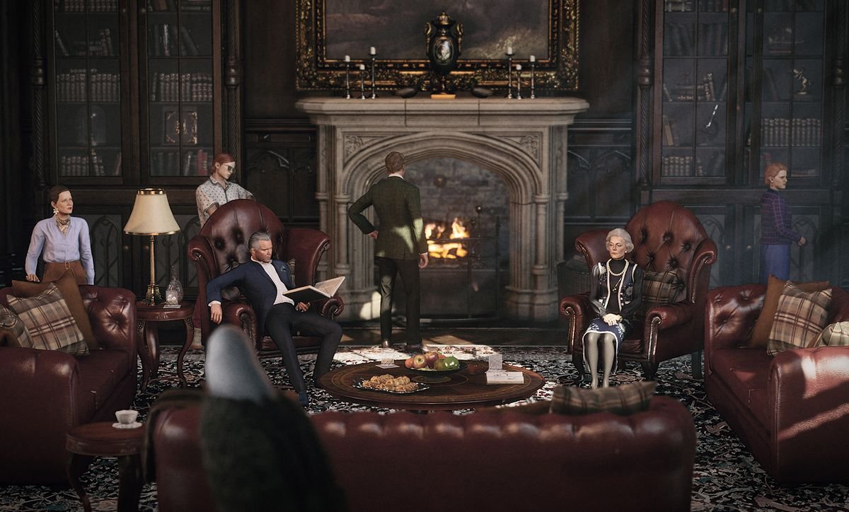 La famille Carlisle s'est réunie autour d'une cheminée au Thornbridge Manor à Hitman 3s Dartmoor