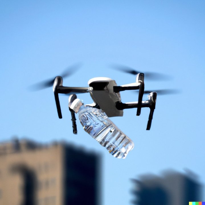 J'ai présenté mon idée de startup à un robot VC | Tendances numériques 2 une image générée par algorithme d'un drone livrant de l'eau en bouteille