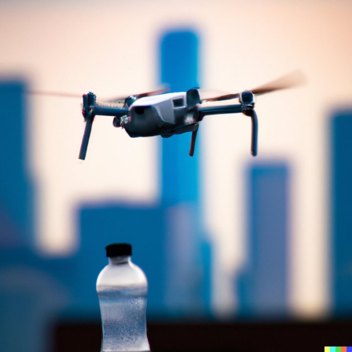 J'ai présenté mon idée de startup à un robot VC | Tendances numériques 1 Une image générée par algorithme d'un drone livrant de l'eau en bouteille.