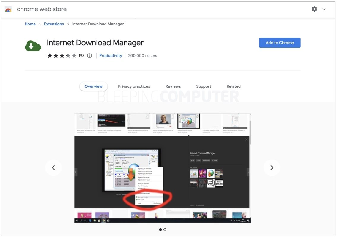 Extension Chrome Gestionnaire de téléchargement Internet
