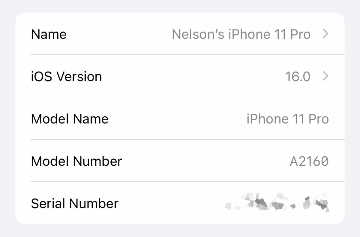 Nom du modèle d'iPhone