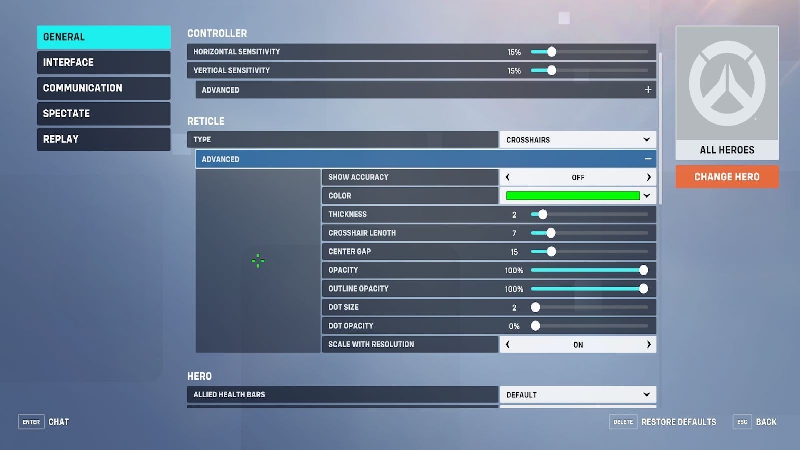 Réticule statique classique (Image via Blizzard Entertainment)