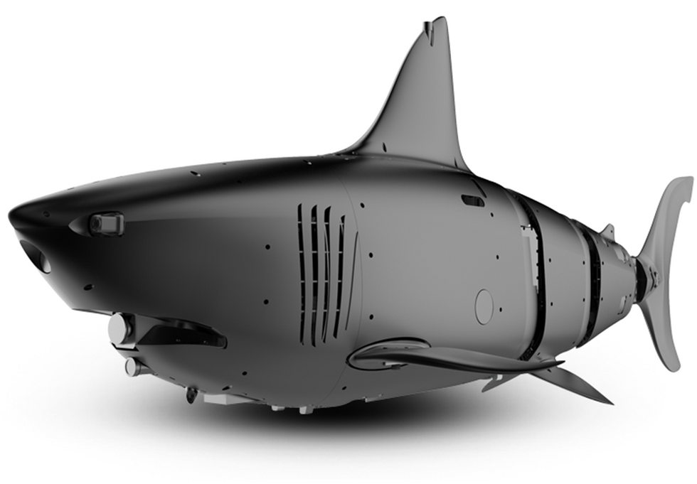 A photo of a robotic shark.
