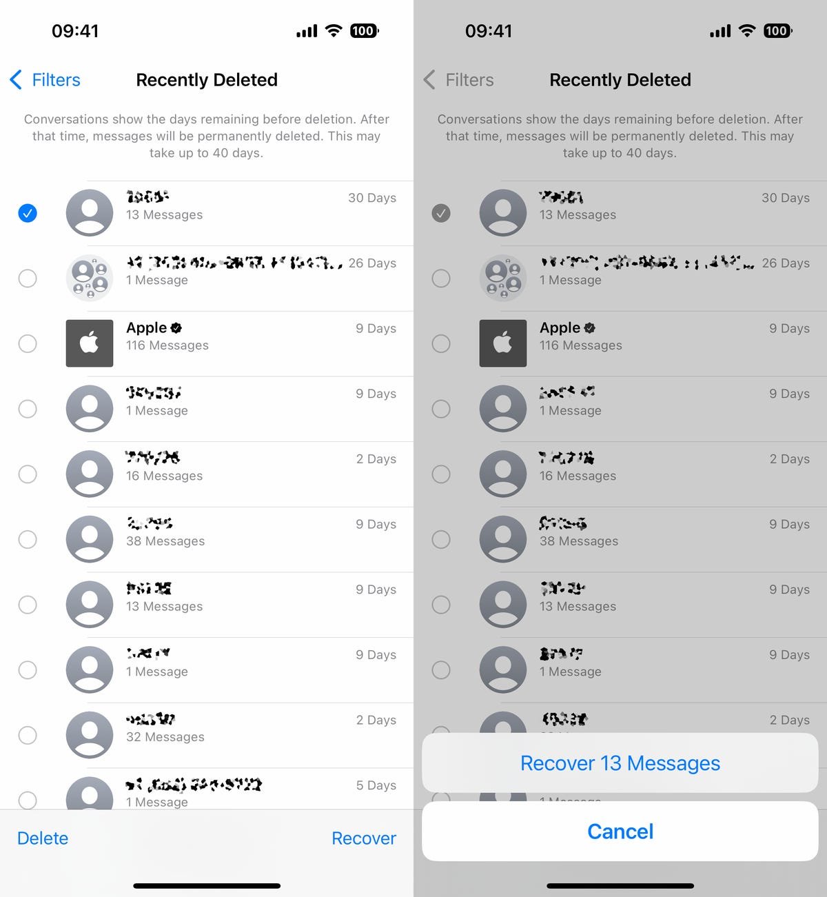 SMS supprimés sur iOS