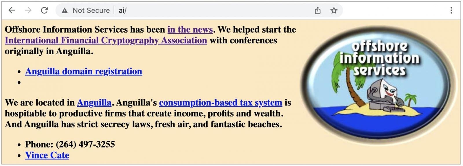 La navigation vers ai TLD affiche une page Web valide
