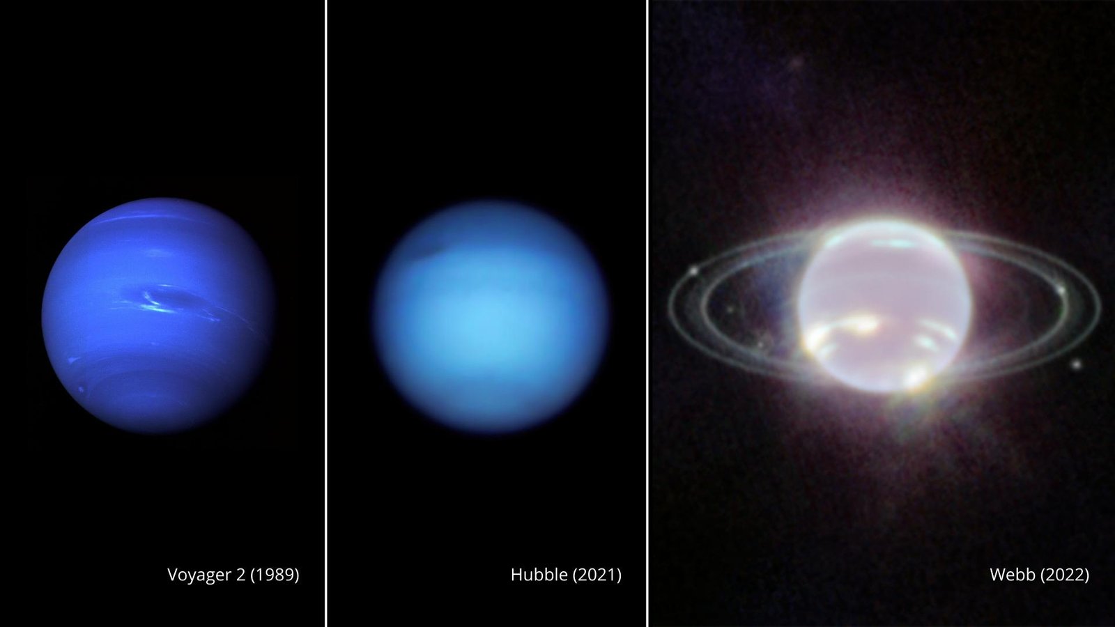 Neptune et ses anneaux brillent sur les photos du nouveau télescope spatial