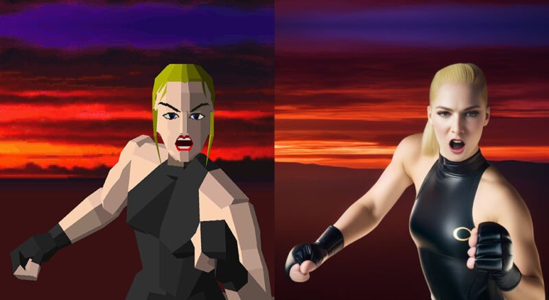 Partez, polygones : Virtua Fighter des années 1993 est lissé par l'IA 1 Partez polygones Virtua Fighter des annees 1993 est lisse par