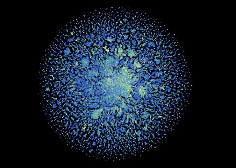 Représentation multicolore d'un million de protéines du site Web EMS Metagenomic Atlas.