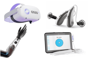 Marketing images of Osso VR Phonak Audo Fit Molli Surgical breast cancer localization system and Esper Bionics Esper Hand which were medical device innovations making it into Time magazin Best Inventions of 2022