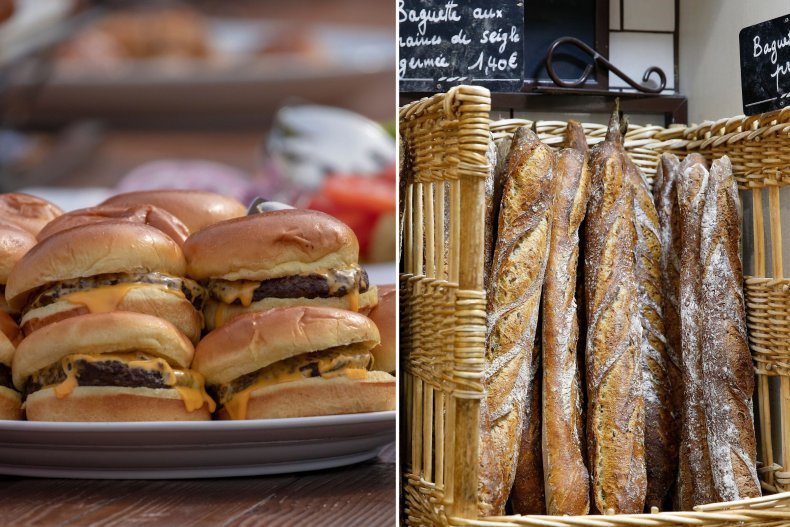 Cheeseburgers et baguettes