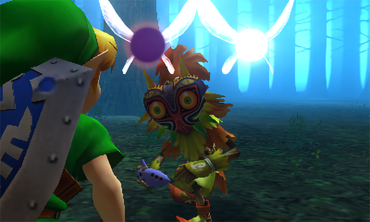 Une capture d'écran de Link et Skull Kid de The Legend of Zelda: Majoras Mask.