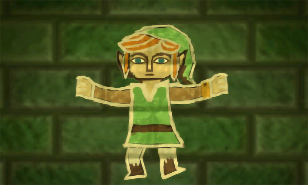 Une version papier 2D de Link de A Link Between Worlds