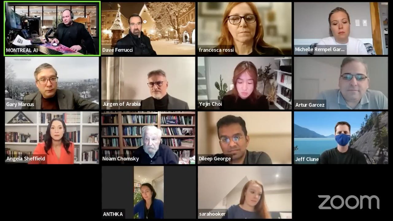 AI Debate 3 speakers in Zoom windows