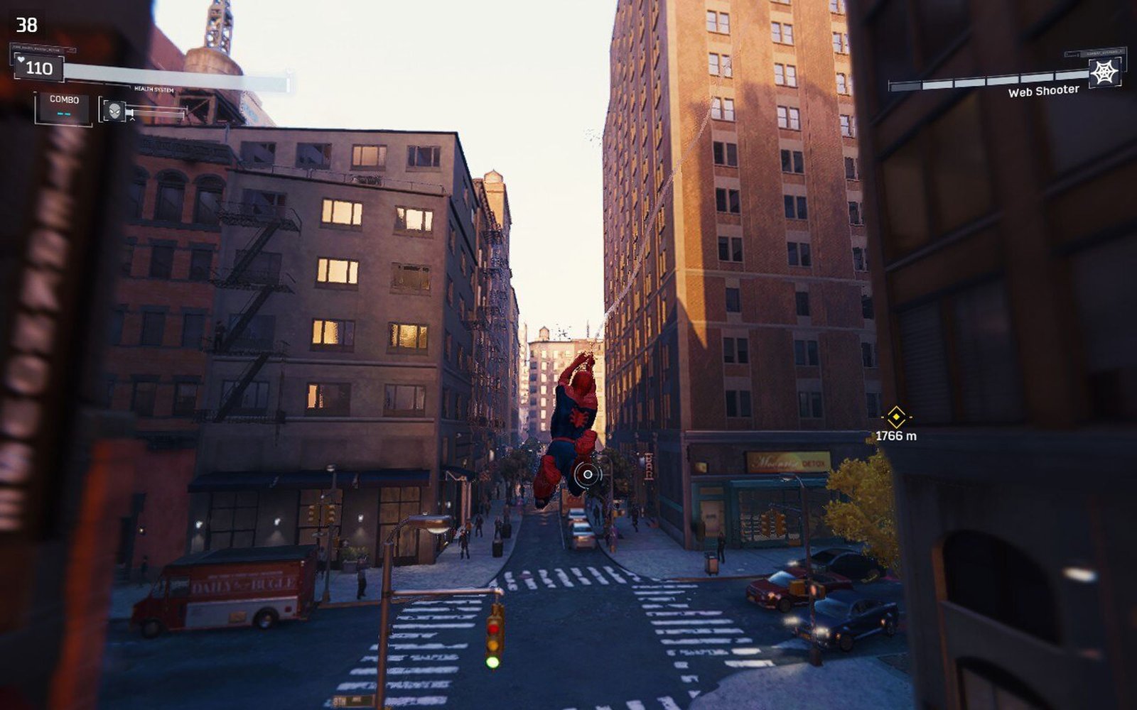 My colleague Jay swinging through Spider-Man Remastered on the Steam Deck.