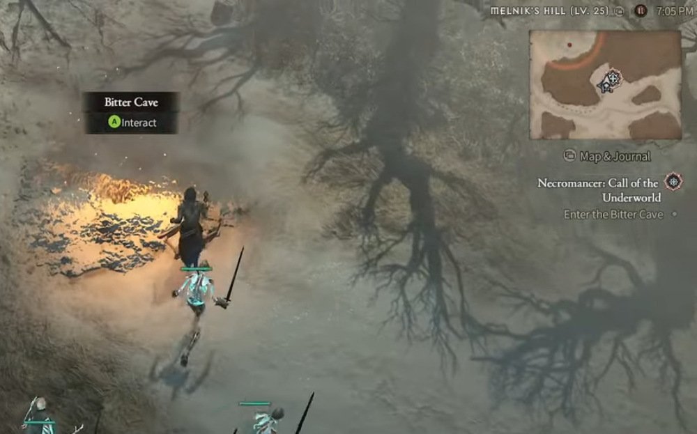 Emplacement de la grotte amère Diablo 4