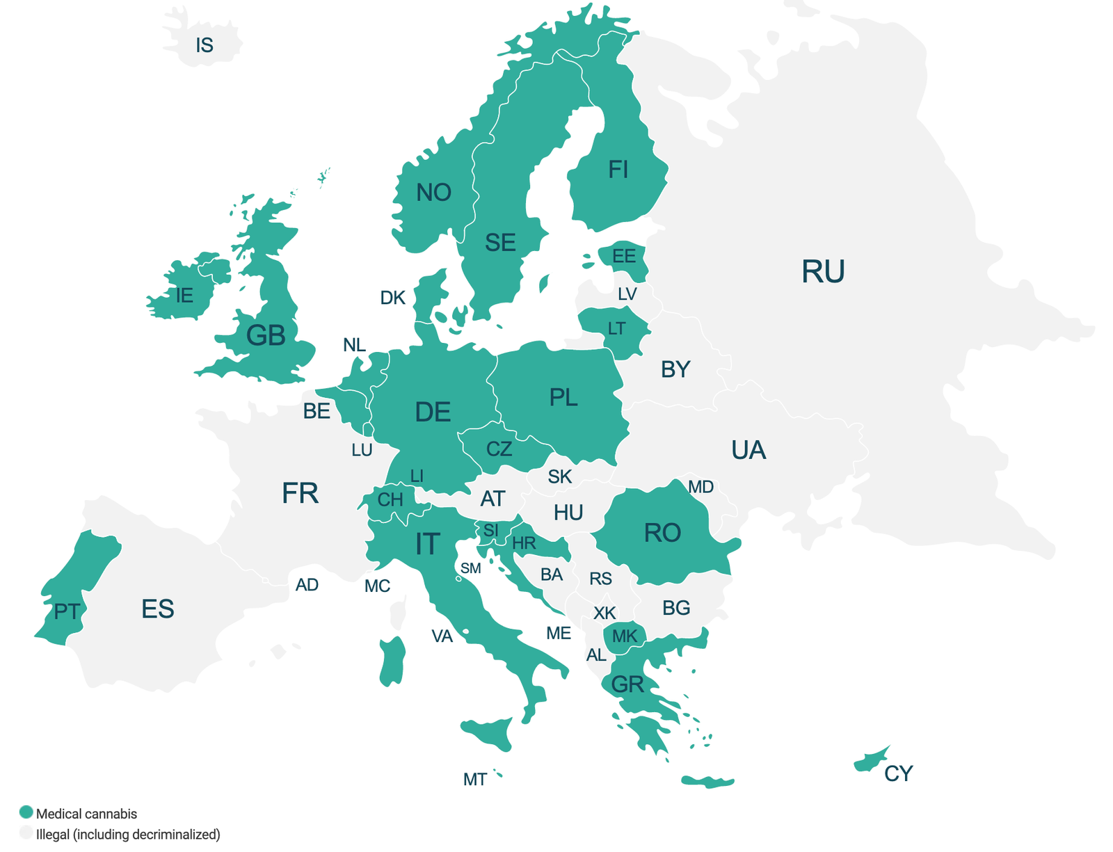 une carte de l'europe avec toutes les grandes villes.