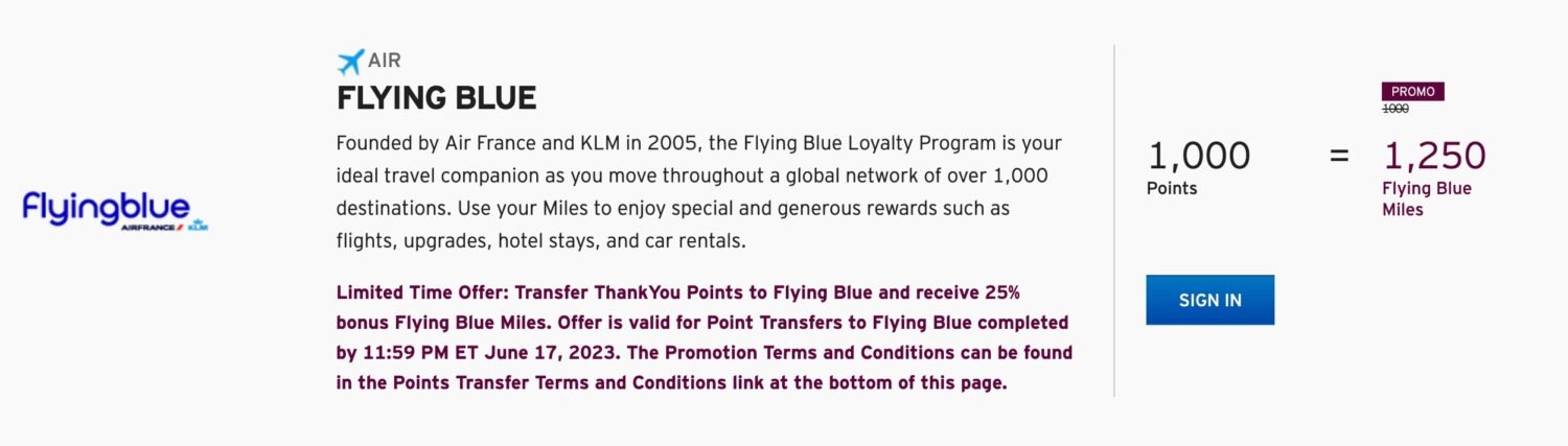 Obtenez un bonus de 25 % lors du transfert de points Citi vers Air France/KLM Flying Blue
