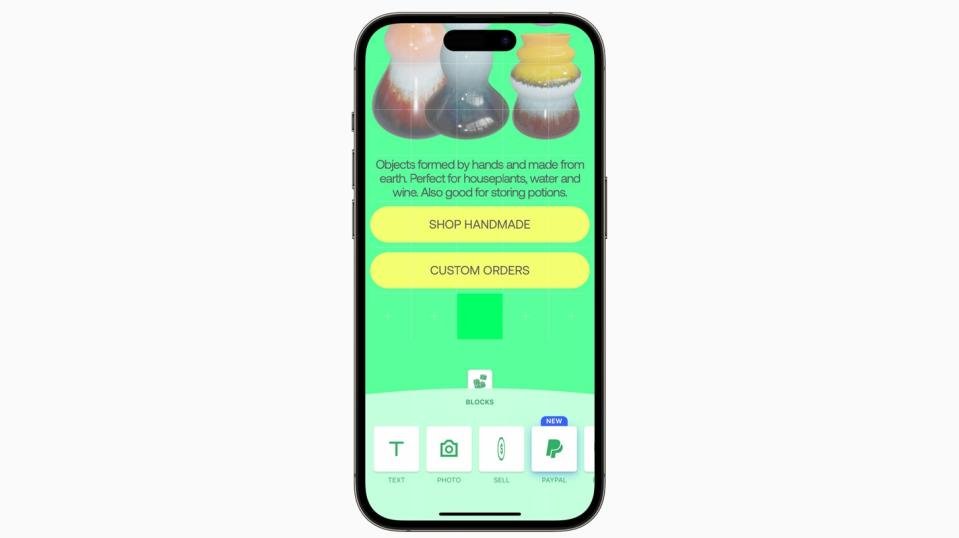 Une image de Universe - Website Builder sur un iPhone