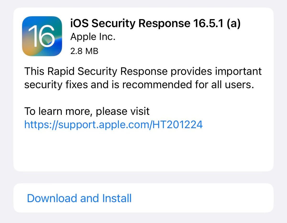 iOS 16.5.1 (a): Apple publie soudainement une mise à jour urgente de réponse de sécurité rapide pour iPhone