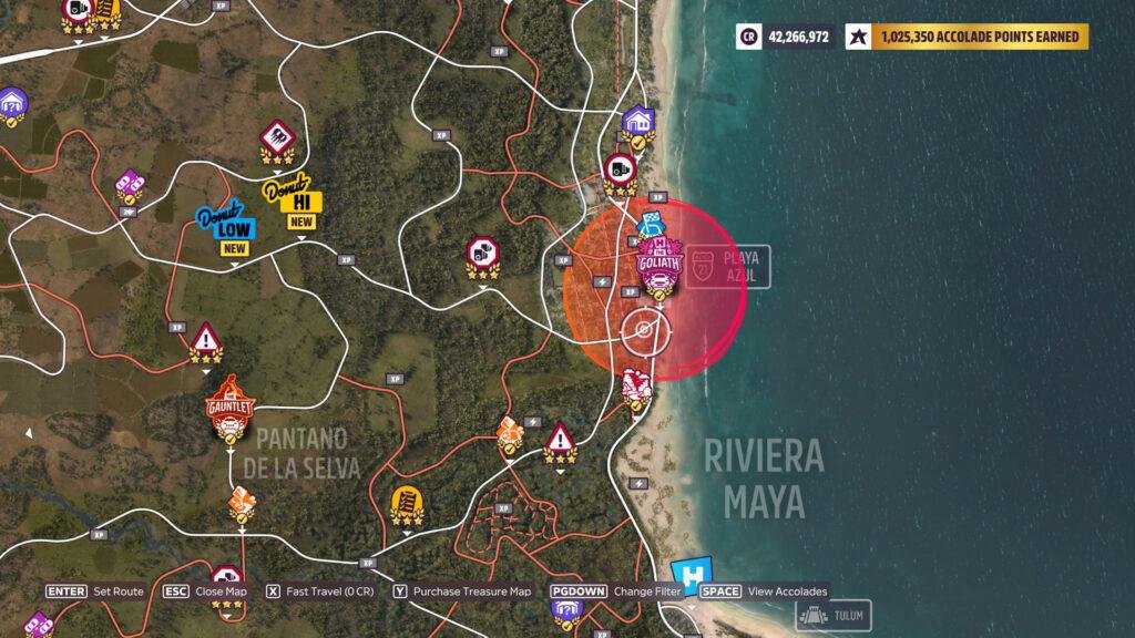 Emplacement de la carte du cercle orange clair félin de Forza Horizon 5