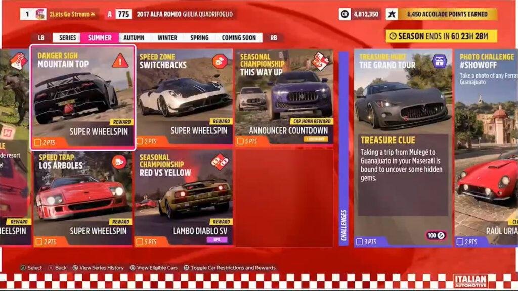 Grande tournée de chasse au trésor de Forza Horizon 5