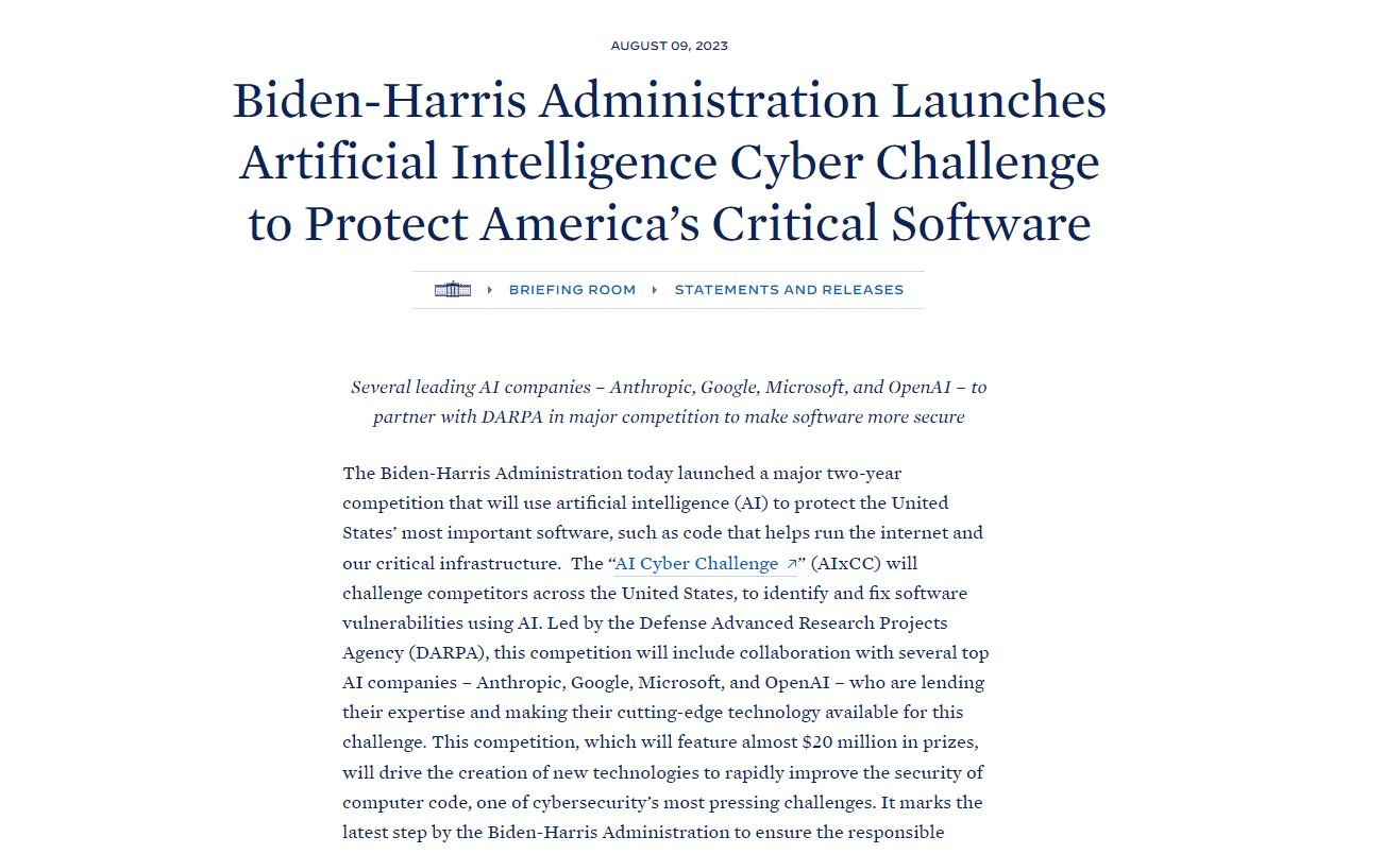 Ladministration Biden lance un defi de cybersecurite par lIA pour